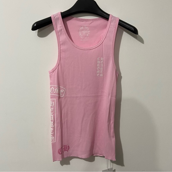 Chrome Hearts Tops - Chrome Hearts Scroll Pink Tank Top Size M